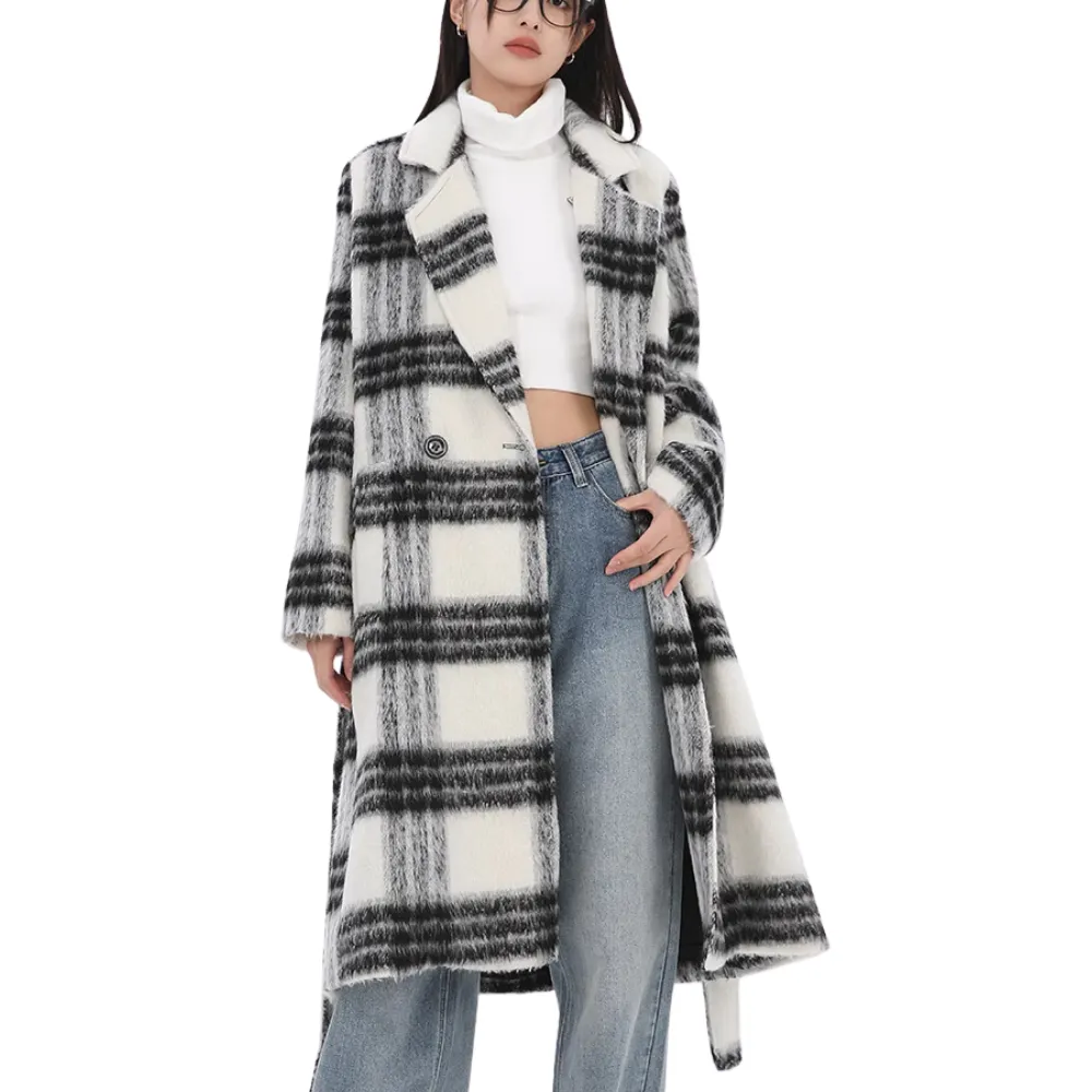 Women's Plaid Lapel Wool Jacket