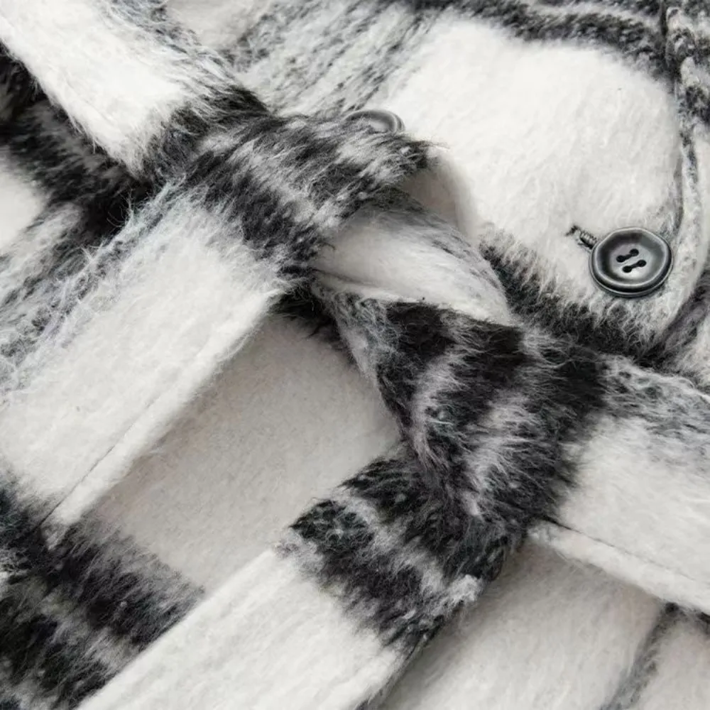 Women's Plaid Lapel Wool Jacket