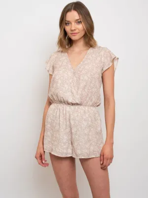 WOMEN'S SHORT RUFFLE SLEEVE ROMPER
