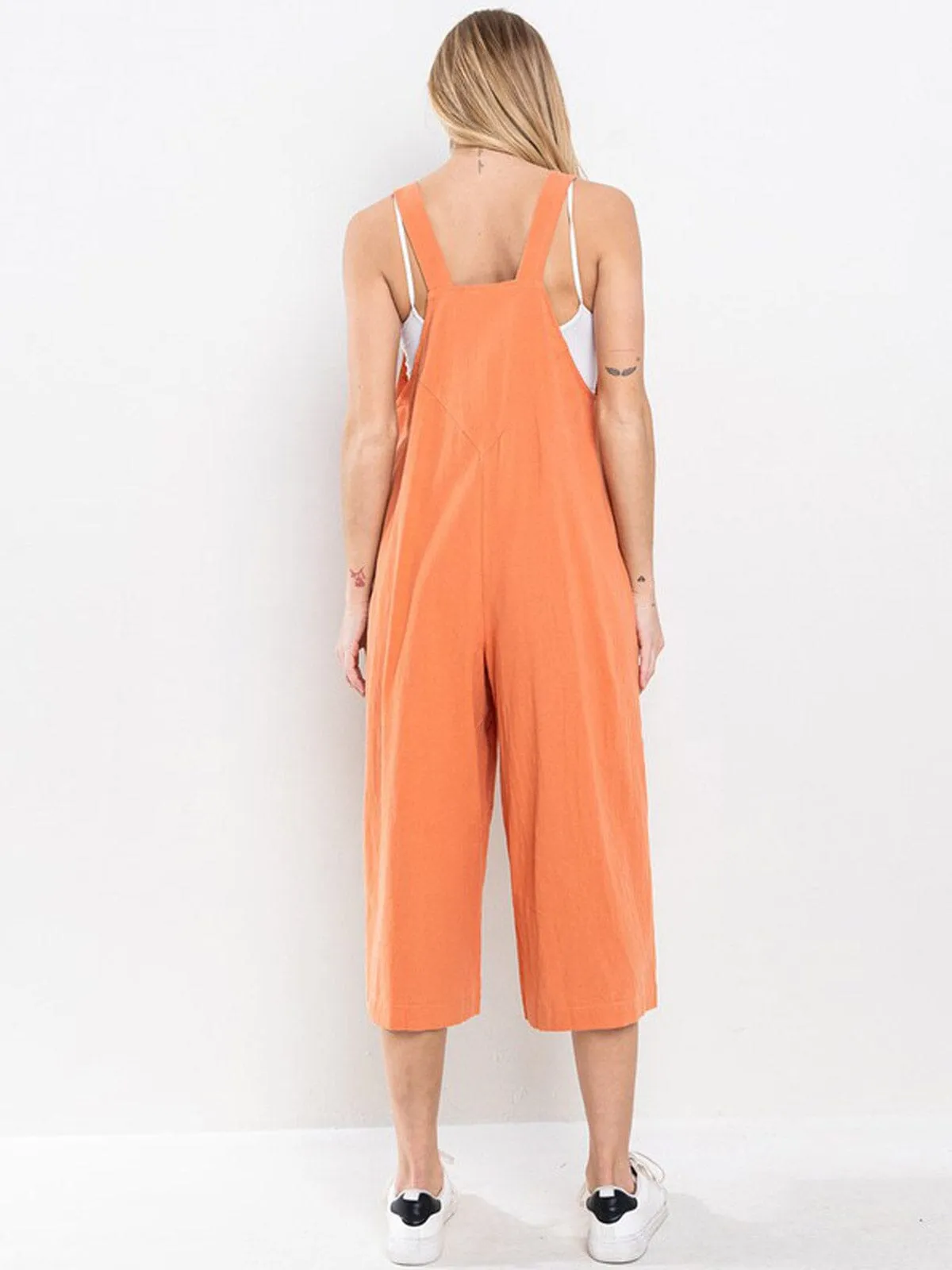 WOMEN'S SLEEVELESS POCKETS WIDE LEG JUMPSUIT