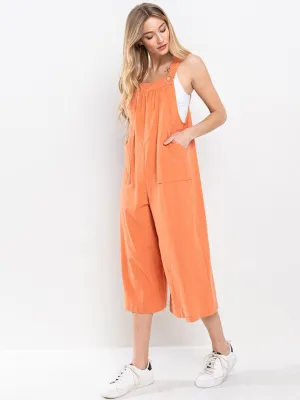 WOMEN'S SLEEVELESS POCKETS WIDE LEG JUMPSUIT