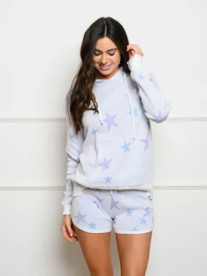 WOMEN'S STAR PRINT KNITTED 2PC. SHORTS SET