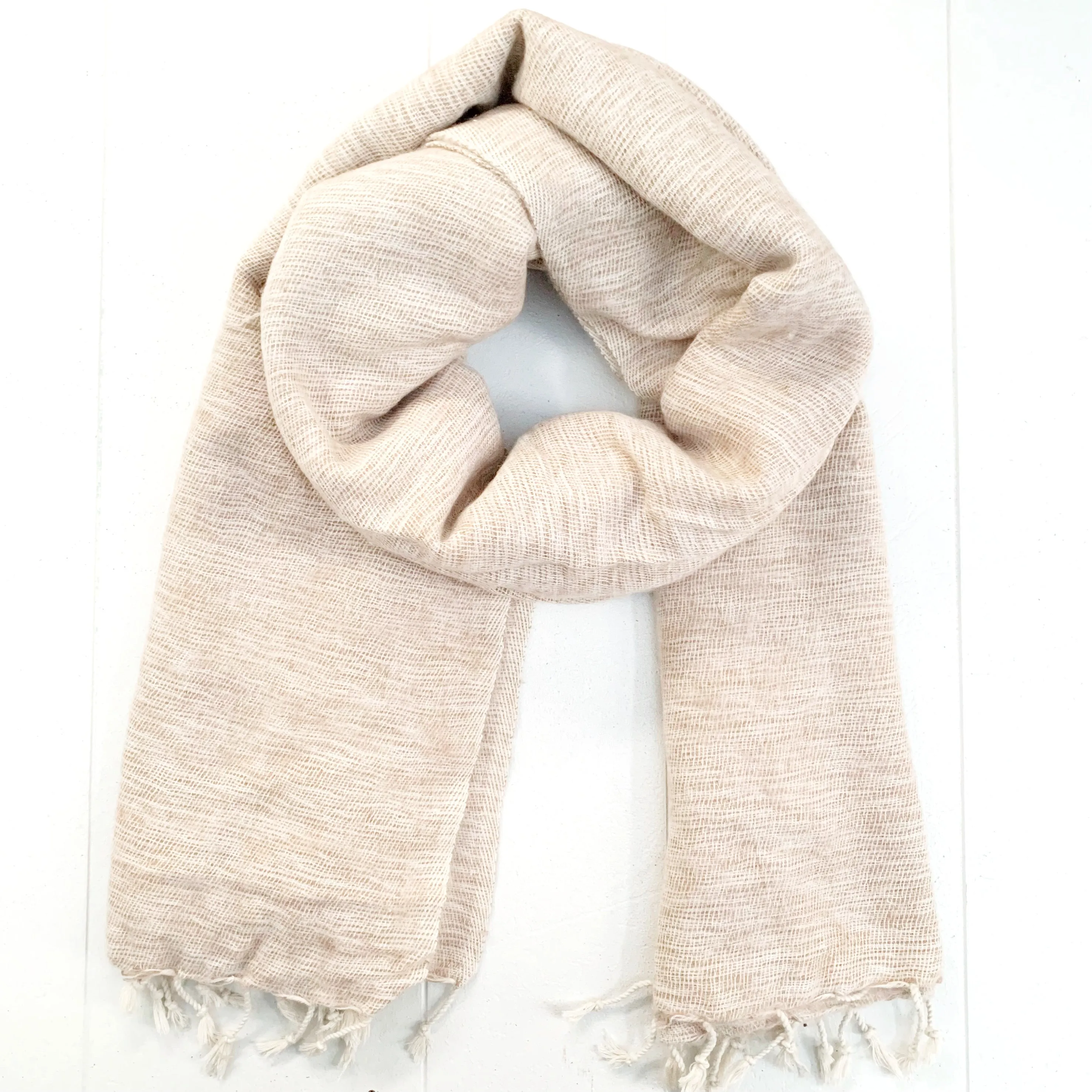 WOOL BLEND “CREAM” SHAWL 80x195CM
