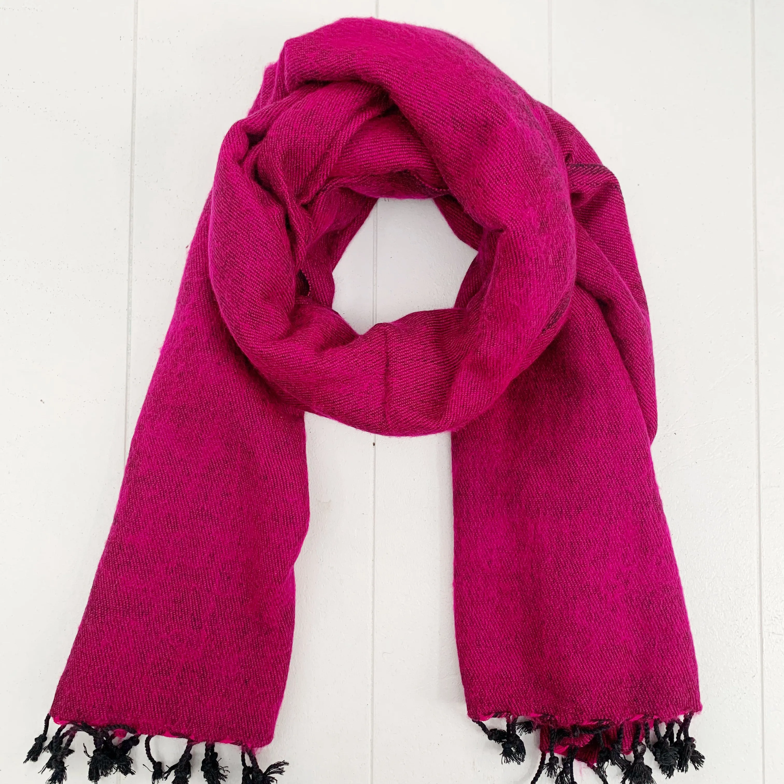 WOOL BLEND “FUCHSIA” STRIPED SHAWL 80x195CM