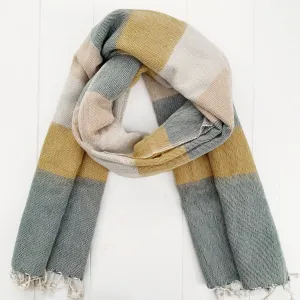 WOOL BLEND “NATURAL” STRIPED SHAWL 80x195CM