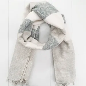 WOOL BLEND “SOFT GREYS” STRIPED SHAWL 80x195CM