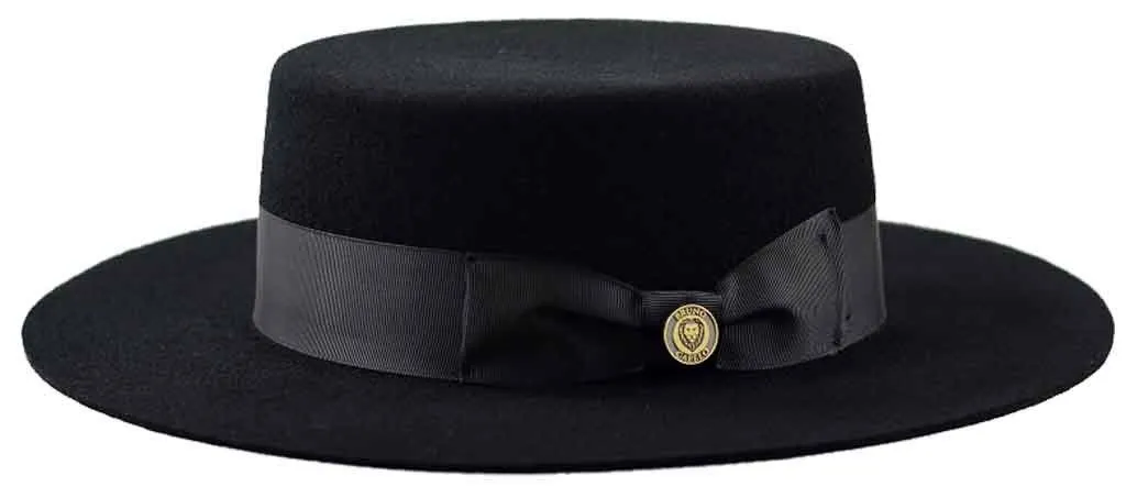 Wool Felt Flat Brim Gaucho/Boater Hat