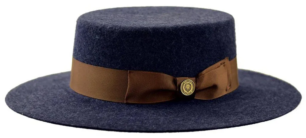 Wool Felt Flat Brim Gaucho/Boater Hat
