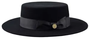 Wool Felt Flat Brim Gaucho/Boater Hat