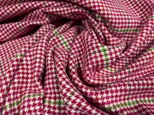 Wool flannel mouflon brushed woven fabric, per metre - check - pink with lurex sparkle