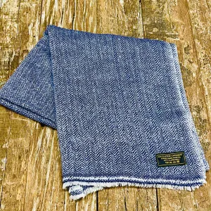 WOOL N CASHMERE BLEND 'NAVY HERRINGBONE' SOFT SHAWLS