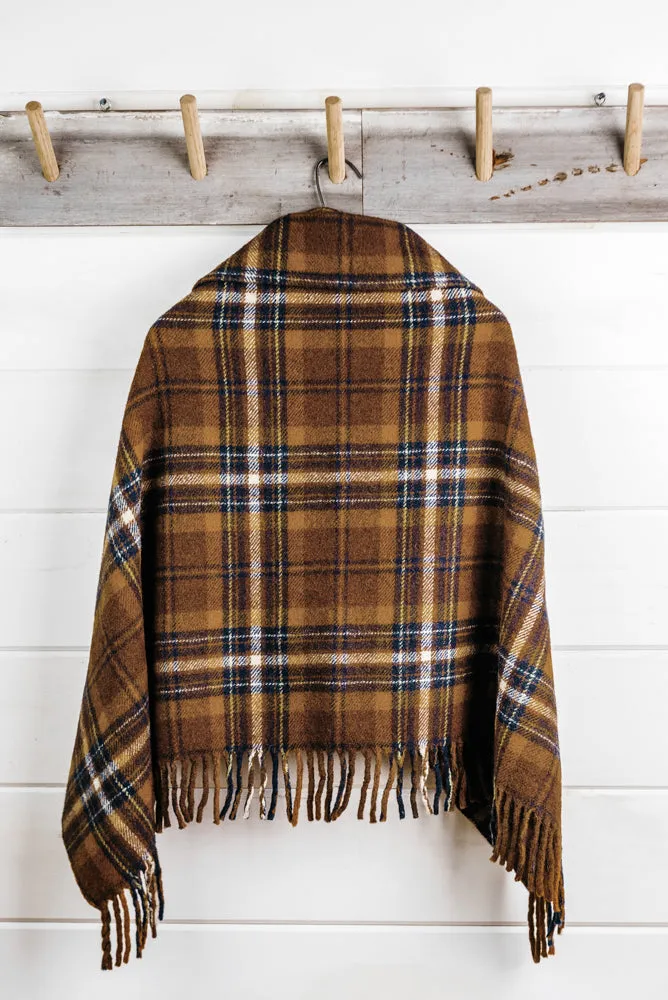 Wool Plaid Poncho