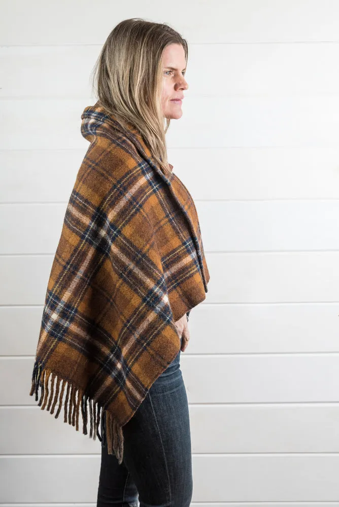 Wool Plaid Poncho
