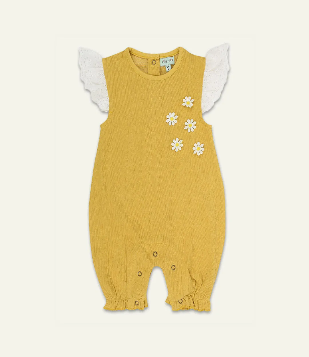 Yellow Floral Applique Romper