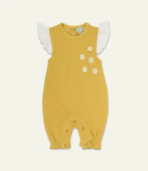 Yellow Floral Applique Romper