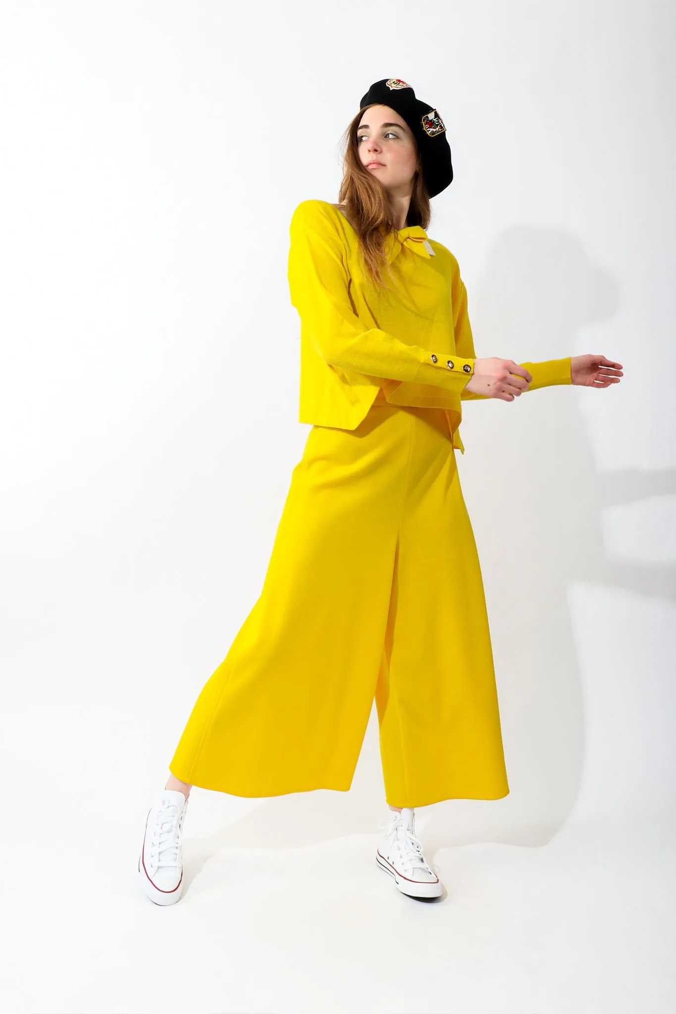 Yellow Knit Gaucho Pant