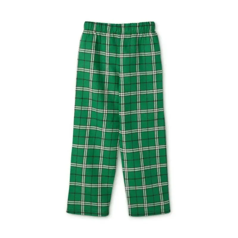 Youth Long Sleeve Holiday Outfit Set | Cotton Top & Bottoms, Plaid Pattern