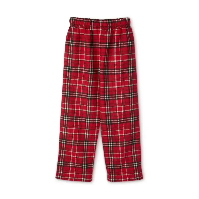 Youth Long Sleeve Holiday Outfit Set | Cotton Top & Bottoms, Plaid Pattern