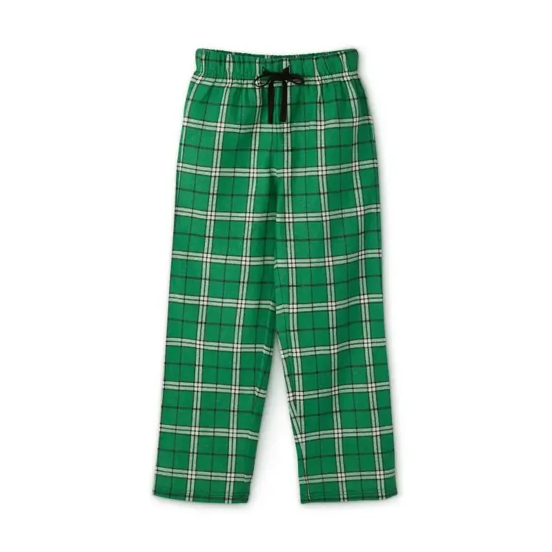 Youth Long Sleeve Holiday Outfit Set | Cotton Top & Bottoms, Plaid Pattern