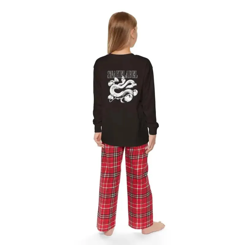 Youth Long Sleeve Holiday Outfit Set | Cotton Top & Bottoms, Plaid Pattern