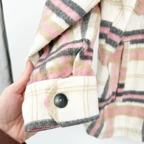 Zara Womens Bloggers Fav Fall Plaid Wool Blend Oversized Shirt Jacket Shacket S