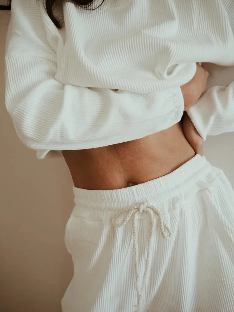 Zaza Ribbed Cotton Lounge Set White