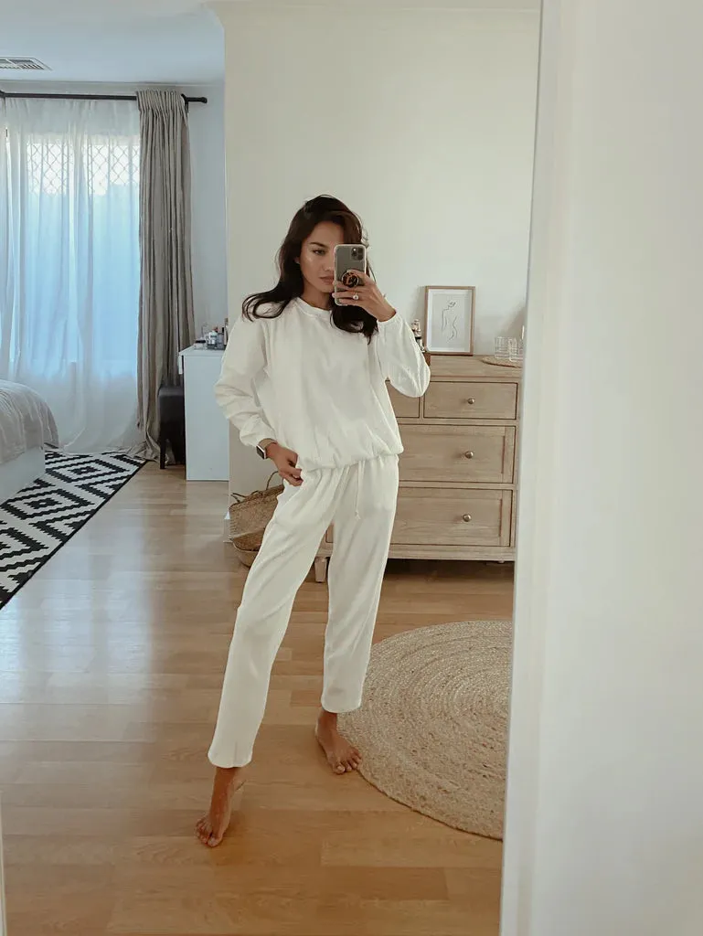 Zaza Ribbed Cotton Lounge Set White