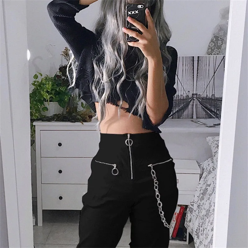 Zipper Streetwear Women Casual Harem pants