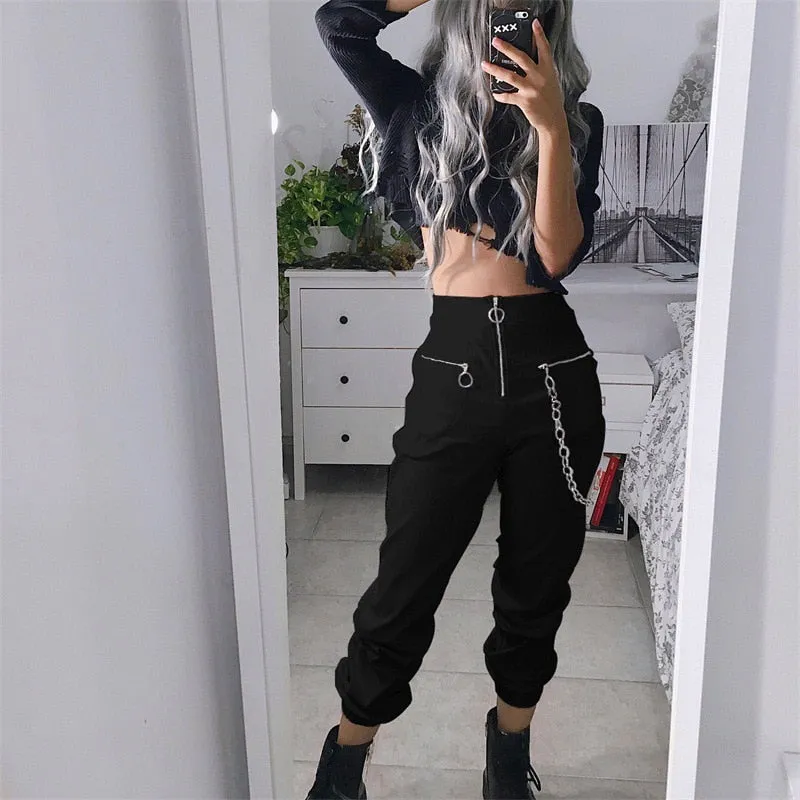 Zipper Streetwear Women Casual Harem pants