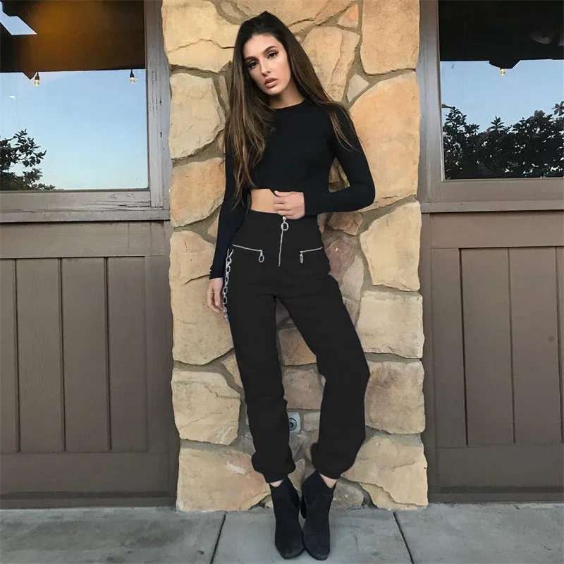 Zipper Streetwear Women Casual Harem pants