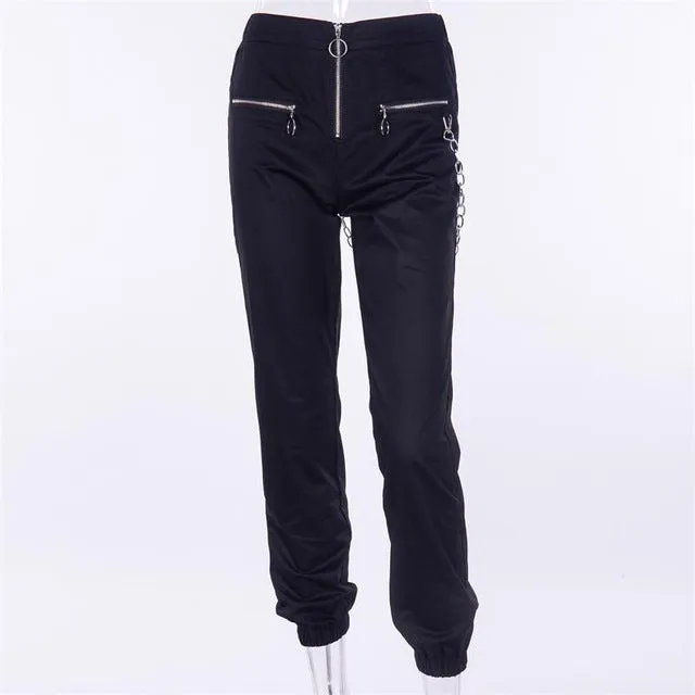 Zipper Streetwear Women Casual Harem pants