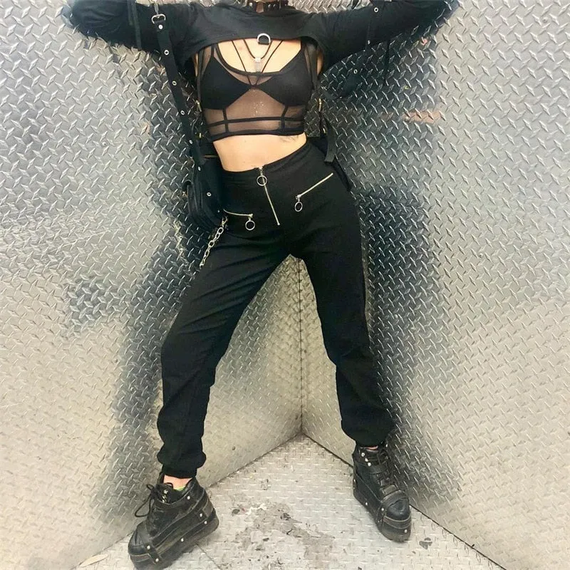 Zipper Streetwear Women Casual Harem pants