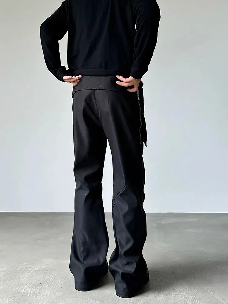 Zipper Wide-leg Flared Pants