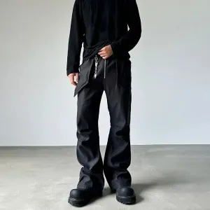 Zipper Wide-leg Flared Pants