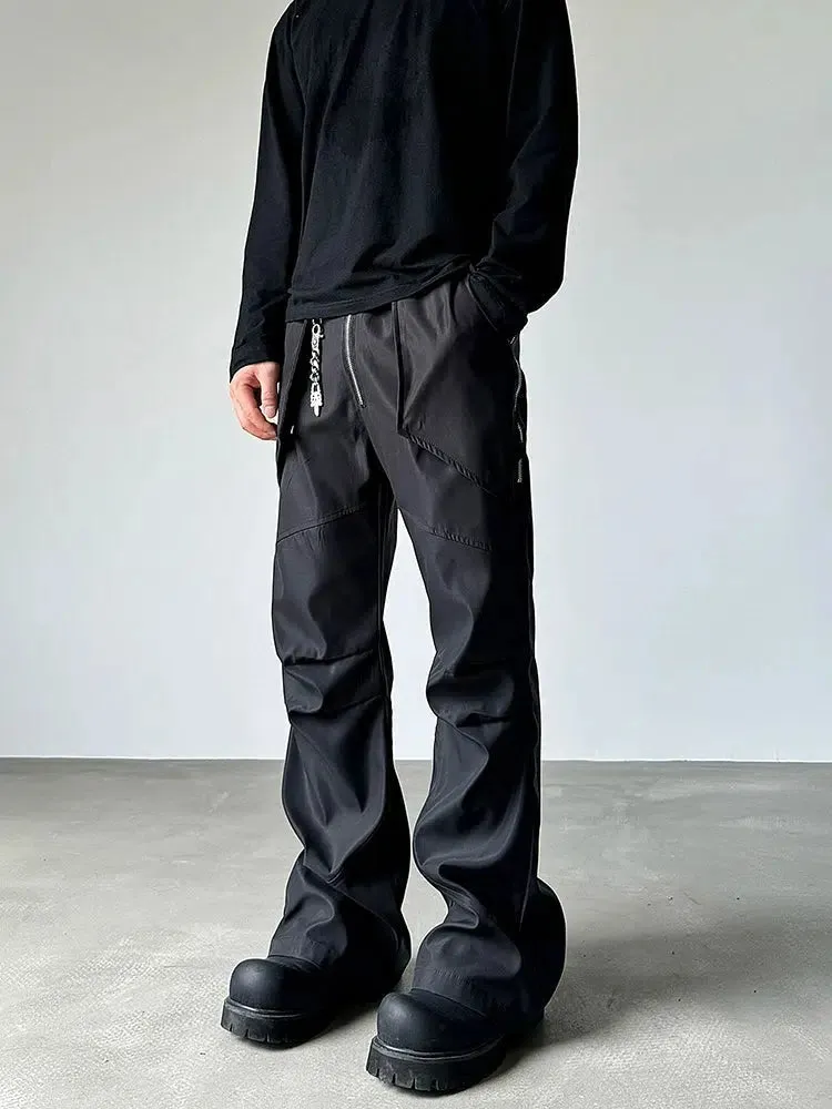 Zipper Wide-leg Flared Pants