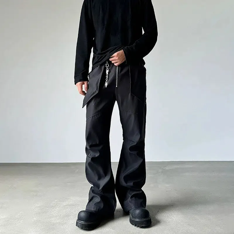 Zipper Wide-leg Flared Pants
